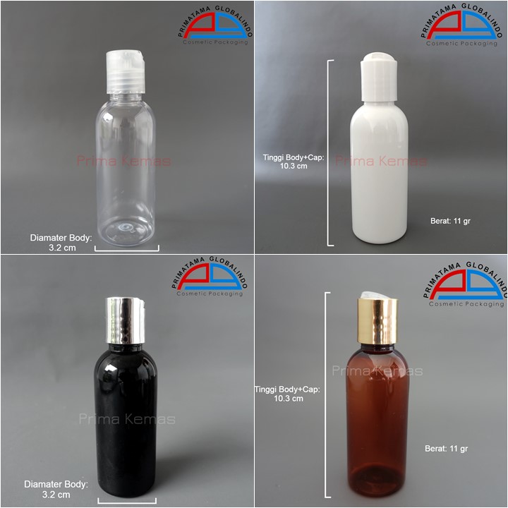Botol Presstop 60 ml kemasan skincare, kemasan bodycare, kemasan haircare 