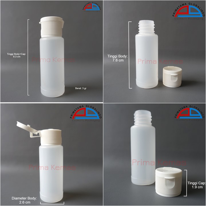 Botol Fliptop HDPE 30 ml kemasan skincare, kemasan bodycare, kemasan haircare