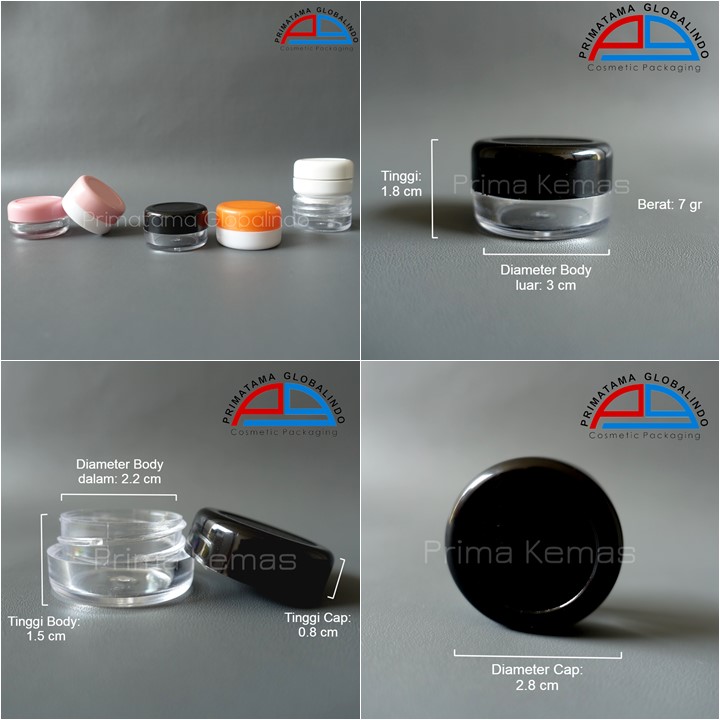 Pot Cream 5 gr Black Clear kemasan skincare, kemasan bodycare, kemasan haircare