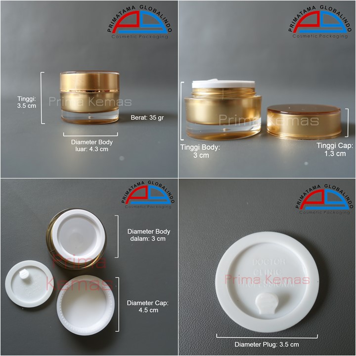 Pot Acrylic 10 gr Gold kemasan skincare, kemasan bodycare