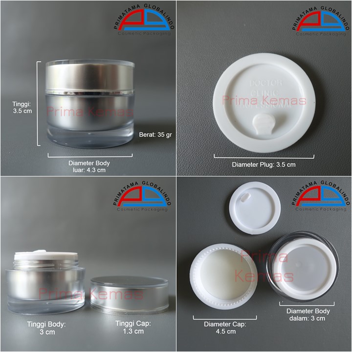 Pot Acrylic 10 gr Silver kemasan skincare, kemasan bodycare