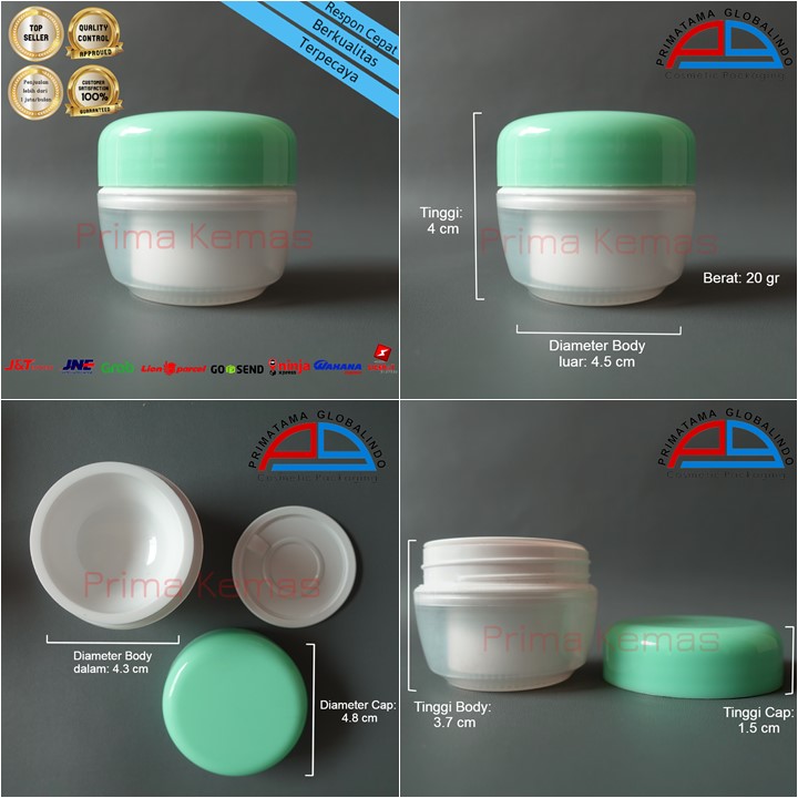 Pot Cream CD 15 gr Hijau & Natural kemasan skincare, kemasan bodycare