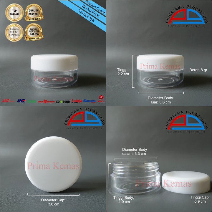 Pot Krim 10 gr Putih Clear kemasan skincare, kemasan bodycare