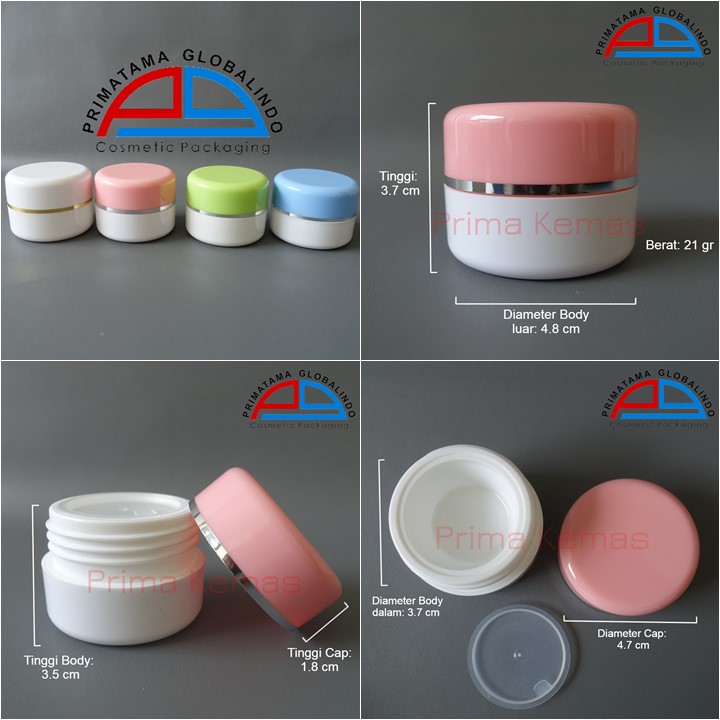 Pot Cream PS/PP 12,5 gr Pink Putih kemasan skincare, kemasan bodycare