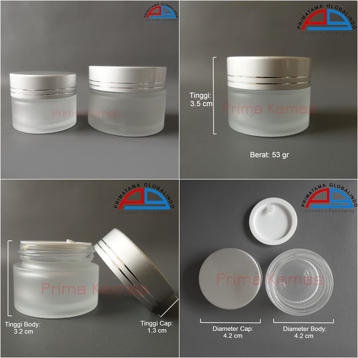 Pot glass 15 gr silver kemasan skincare, kemasan bodycare