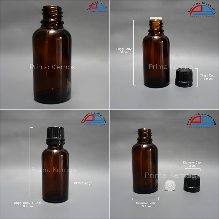 Botol Glass Dropper 30 ml kemasan skincare, kemasan bodycare