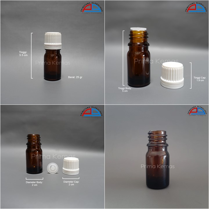 Botol Glass Dropper 5 ml kemasan skincare, kemasan bodycare