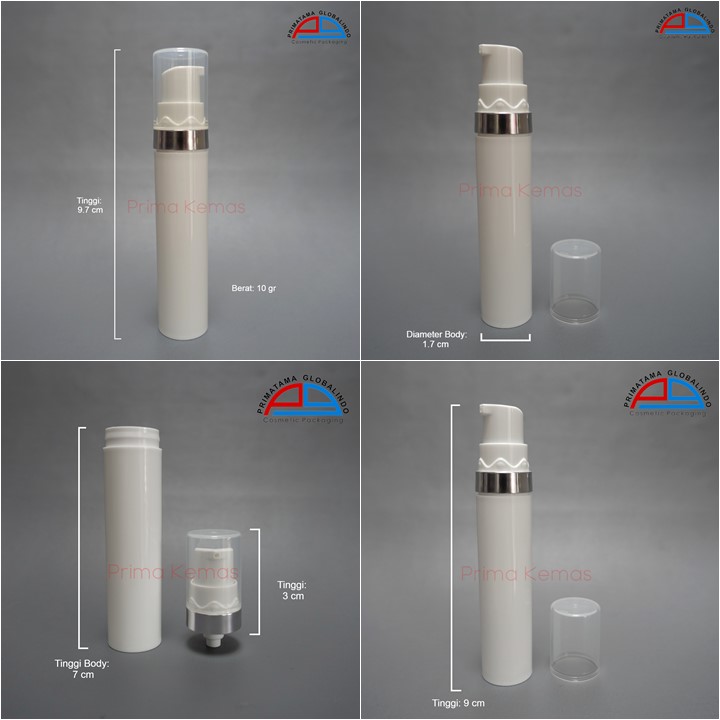 Airless Pump 10 ml Silver kemasan skincare