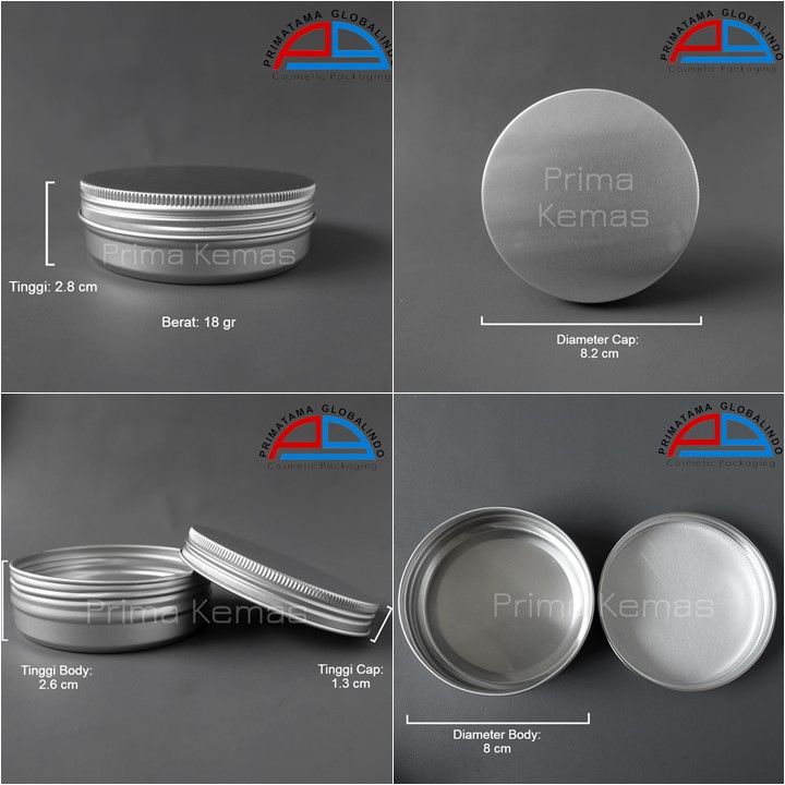 Pot Jar Aluminium 100 gr kemasan skincare, kemasan bodycare