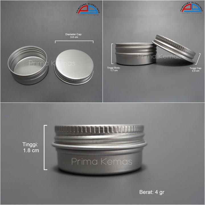 Pot Jar Aluminium 15 gr kemasan skincare, kemasan bodycare
